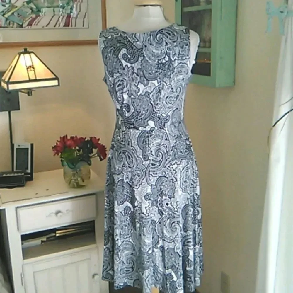 Perceptions New York Black and White Paisley Dress
